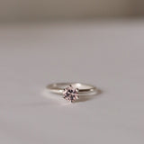 Finished: High-Set Solitaire Ring in Silver with A Light Pink Morganite