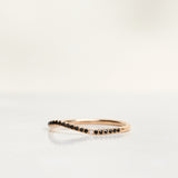 Jade Petite Wave Ring with Black Diamonds