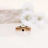 Jade Petite Wave Ring with Black Diamonds