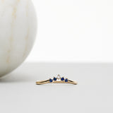 Finished: Five Diamond Triangle Ring with Blue Sapphires and Diamond TWVS