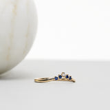 Finished: Five Diamond Triangle Ring with Blue Sapphires and Diamond TWVS