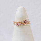 One-Of-A-Kind Cluster Ring with an Emerald Cut Padparadscha Sapphire and Diamonds (0.27 CT)