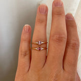 One-Of-A-Kind Cluster Ring with an Emerald Cut Padparadscha Sapphire and Diamonds (0.27 CT)
