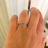 One-Of-A-Kind Cluster Ring with an Emerald Cut Padparadscha Sapphire and Diamonds (0.27 CT)