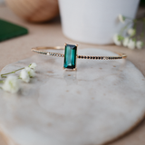 One-Of-A-Kind Jagger Cuff with Dark Green Tourmaline and Black Diamonds