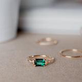One-Of-A-Kind Cluster Ring with a Dark Green Tourmaline and Champagne Diamonds (1.23 CT)