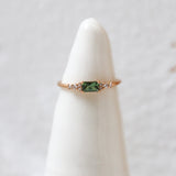 One-Of-A-Kind Cluster Ring with Green Sapphire and Brilliant Diamonds