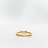 One-Of-A-Kind Mini Brilliant Diamond Cluster Ring with A Radiant-Cut Dark Green Tourmaline