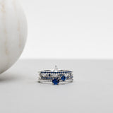 Finished: Low Set Not So Tiny Sparkle Ring in White Gold with Blue Sapphires