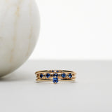 Finished: Jade Petite Enough Ring with Royal Blue Sapphires, Chocolate Diamonds and Diamond TWVS