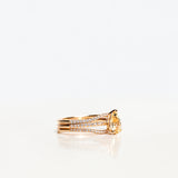 One-Of-A-Kind Drop Sapphire Solitaire Ring with a Light Yellow Sapphire and Diamond Sparkle