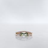 One-Of-A-Kind Cluster Ring with a Radiant-Cut Light Green Sapphire and Brilliant Diamonds (Total 0.94 CT)